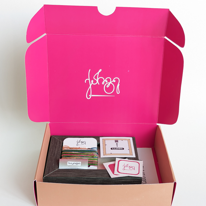 კაქტუსი ყვავილებით - კანვაზე ქარგვა